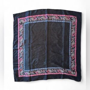 The Luxury of Silk Vintage Navy Paisley Scarf 100% Silk Made in Japan